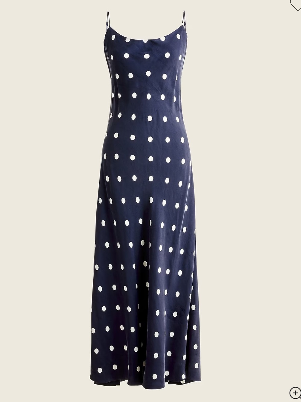 J. Crew Navy and White Polka Dot Slip Dress